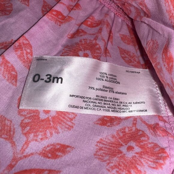 NWT Carter's Baby Girl Shorts Outfit Set, 3-Piece Floral Size 0-3 Months - Picture 4 of 6
